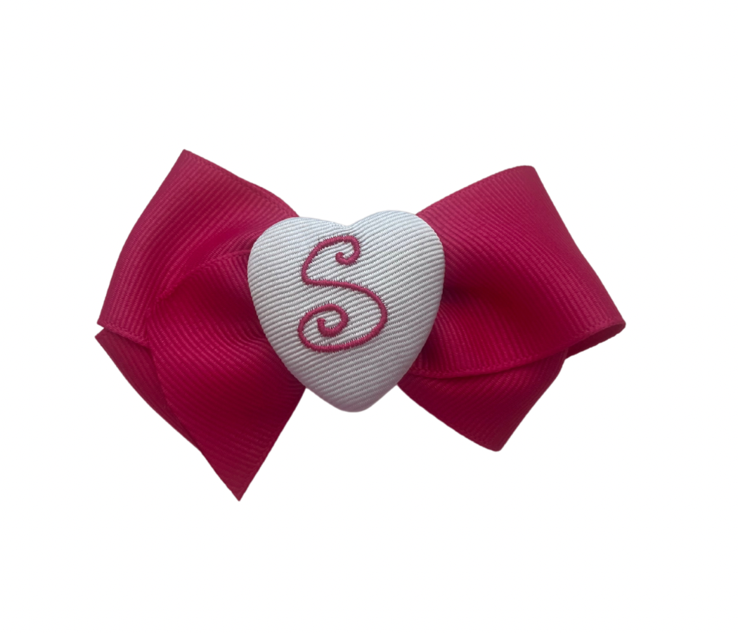 Mini pink initial bow