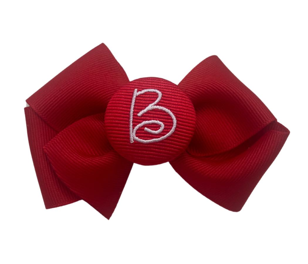 Mini red initial bow