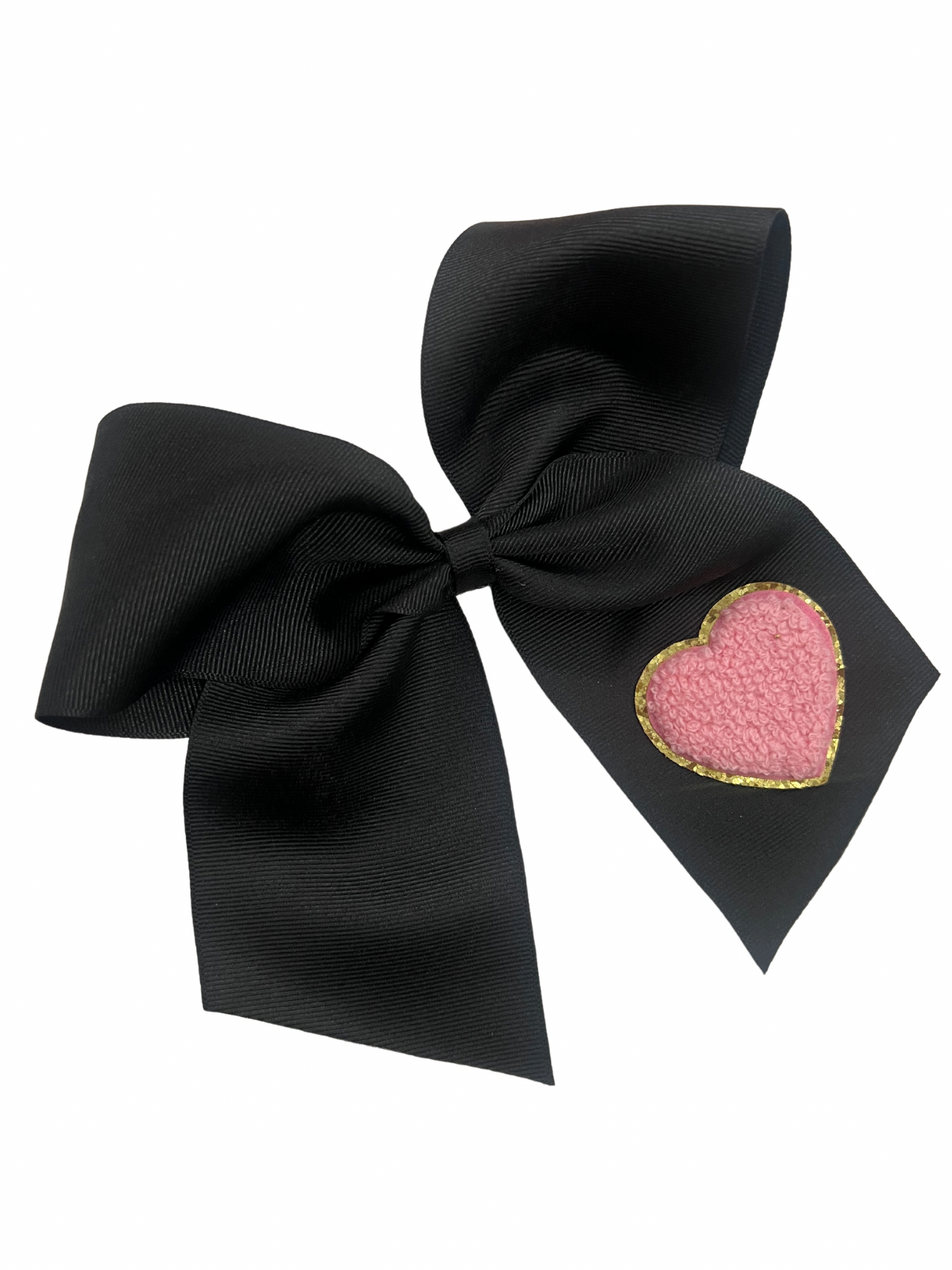 Black Cheerbow with pink Hearts π