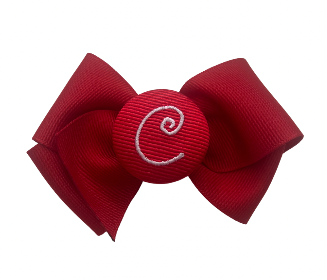 Mini red initial bow