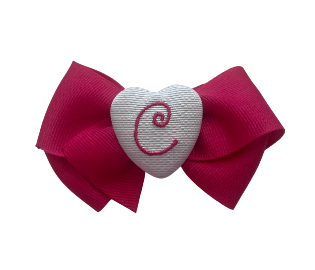 Mini pink initial bow