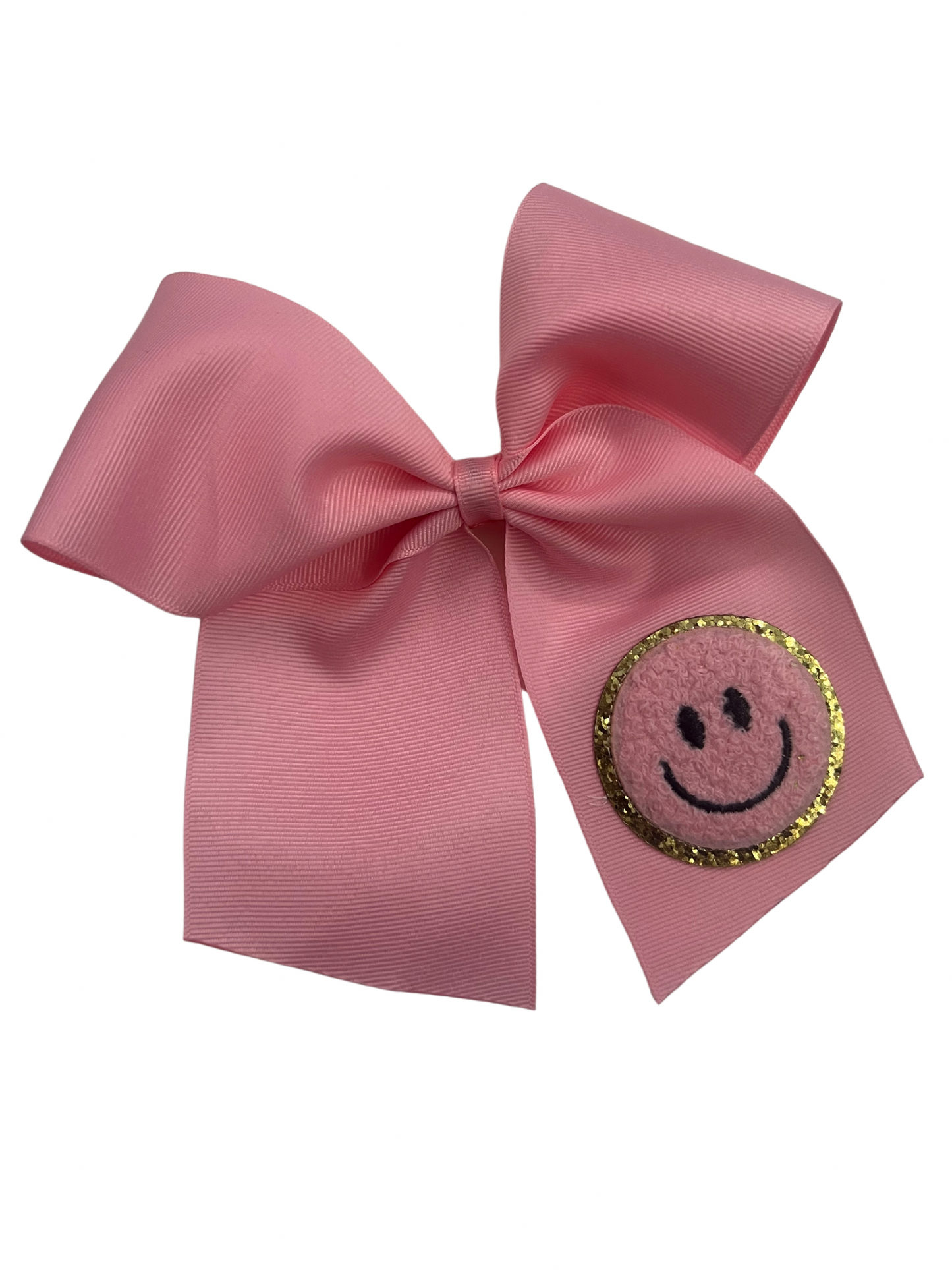 Pink Cheerbow with Pink Smiley face