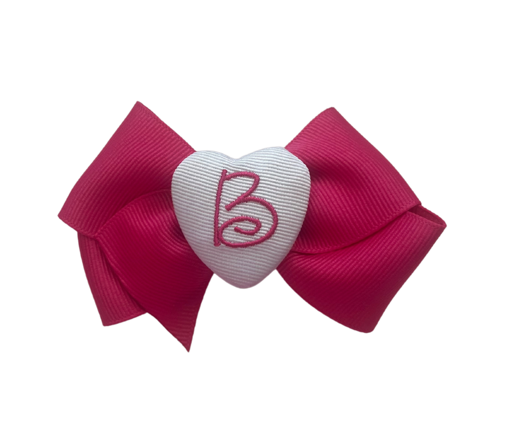Mini pink initial bow