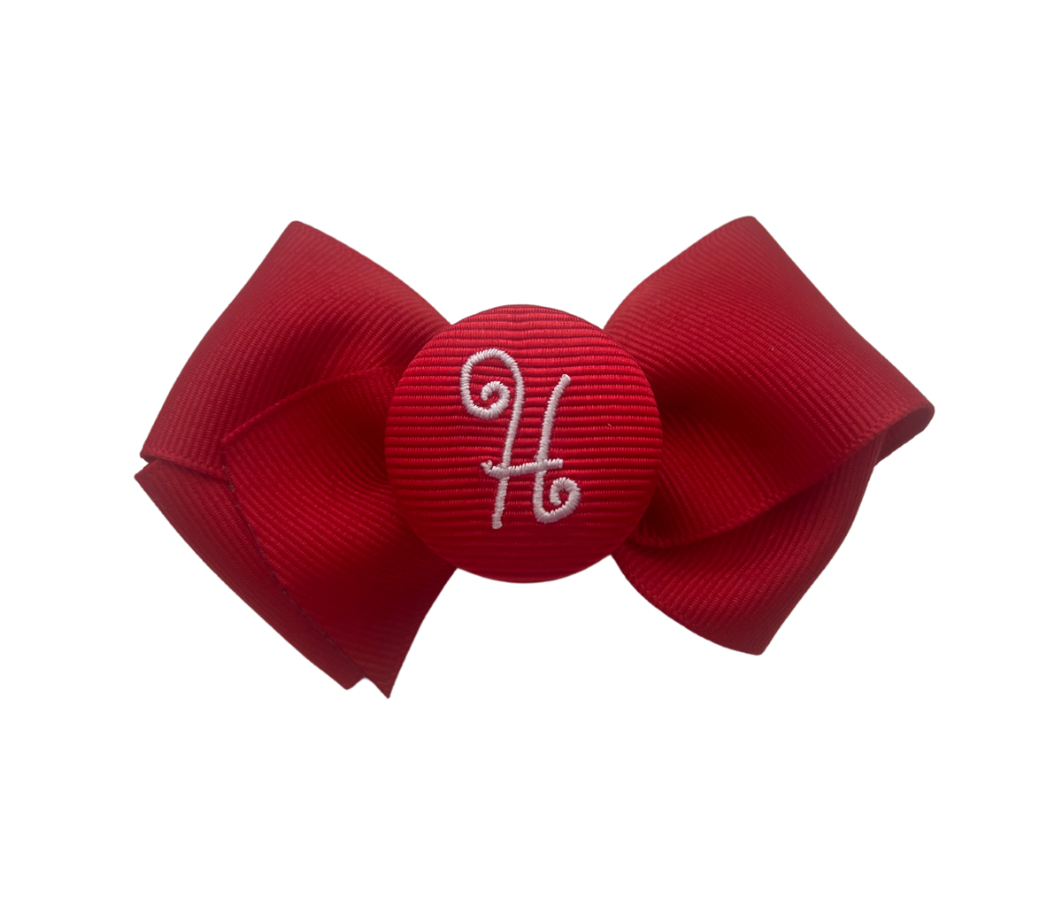 Mini red initial bow