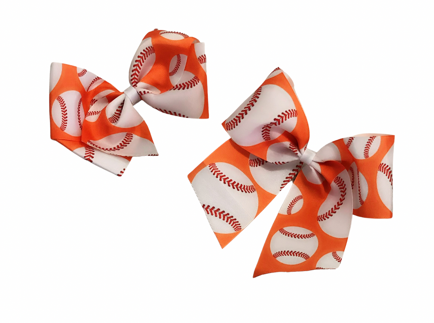 Large Baseball Bow- Orange and White