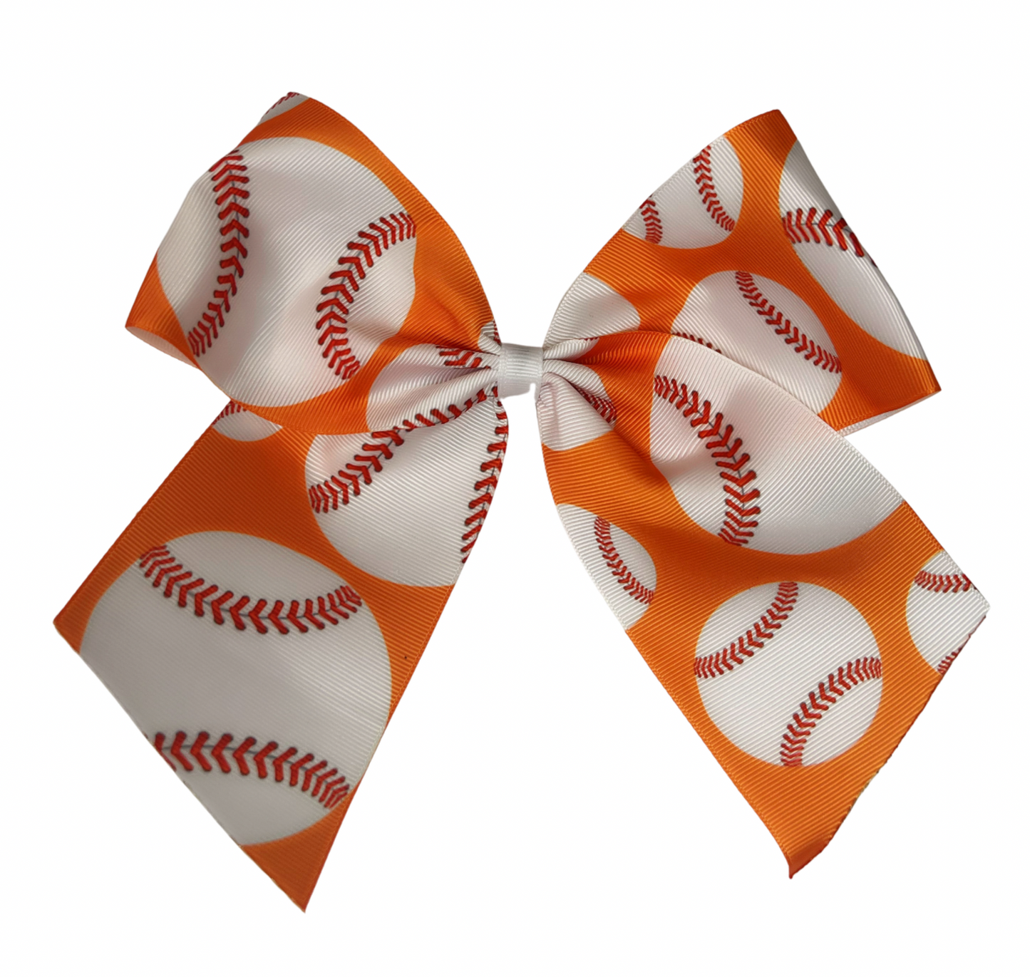 Large Baseball Bow- Orange and White