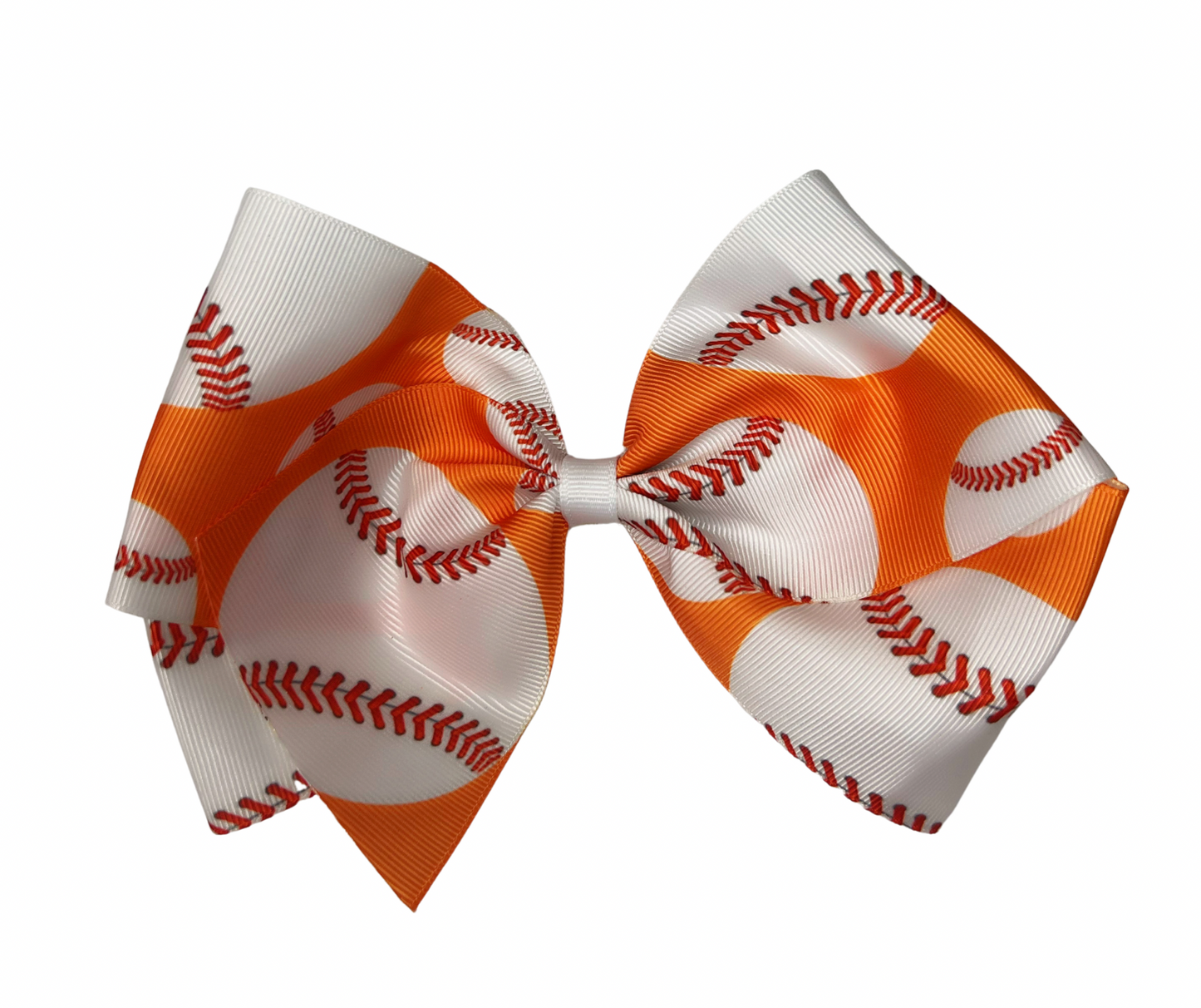 Large Baseball Bow- Orange and White