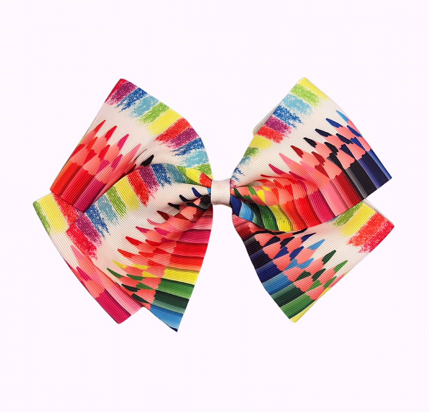 Large white colored pencil school bow