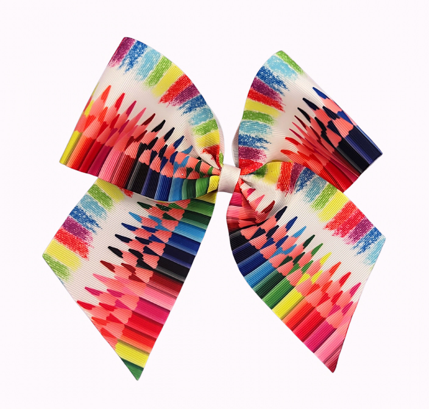 Large white colored pencil school bow