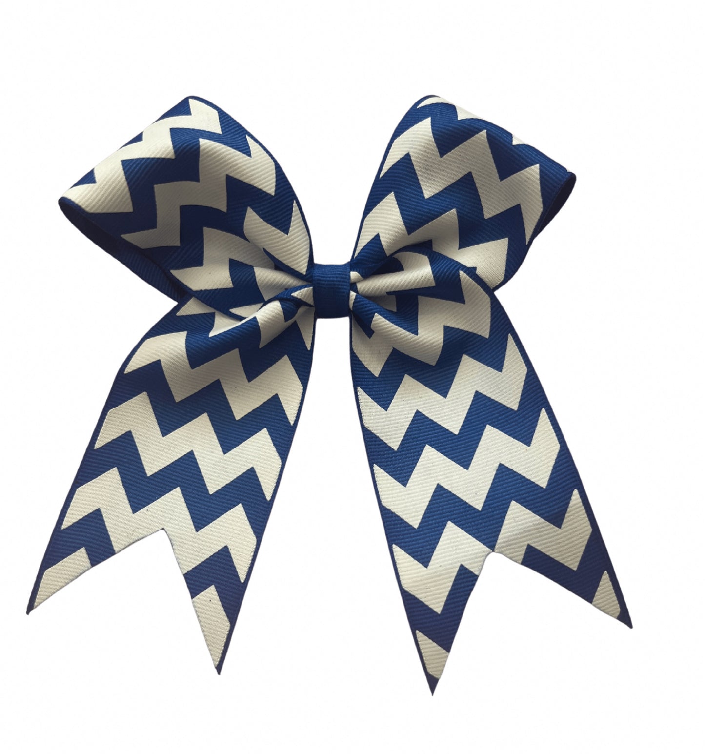 Royal Blue and White Chevron Cheer Bow