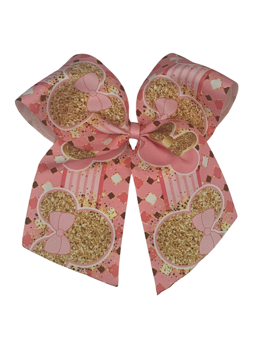 Pink and Gold Ears Bow