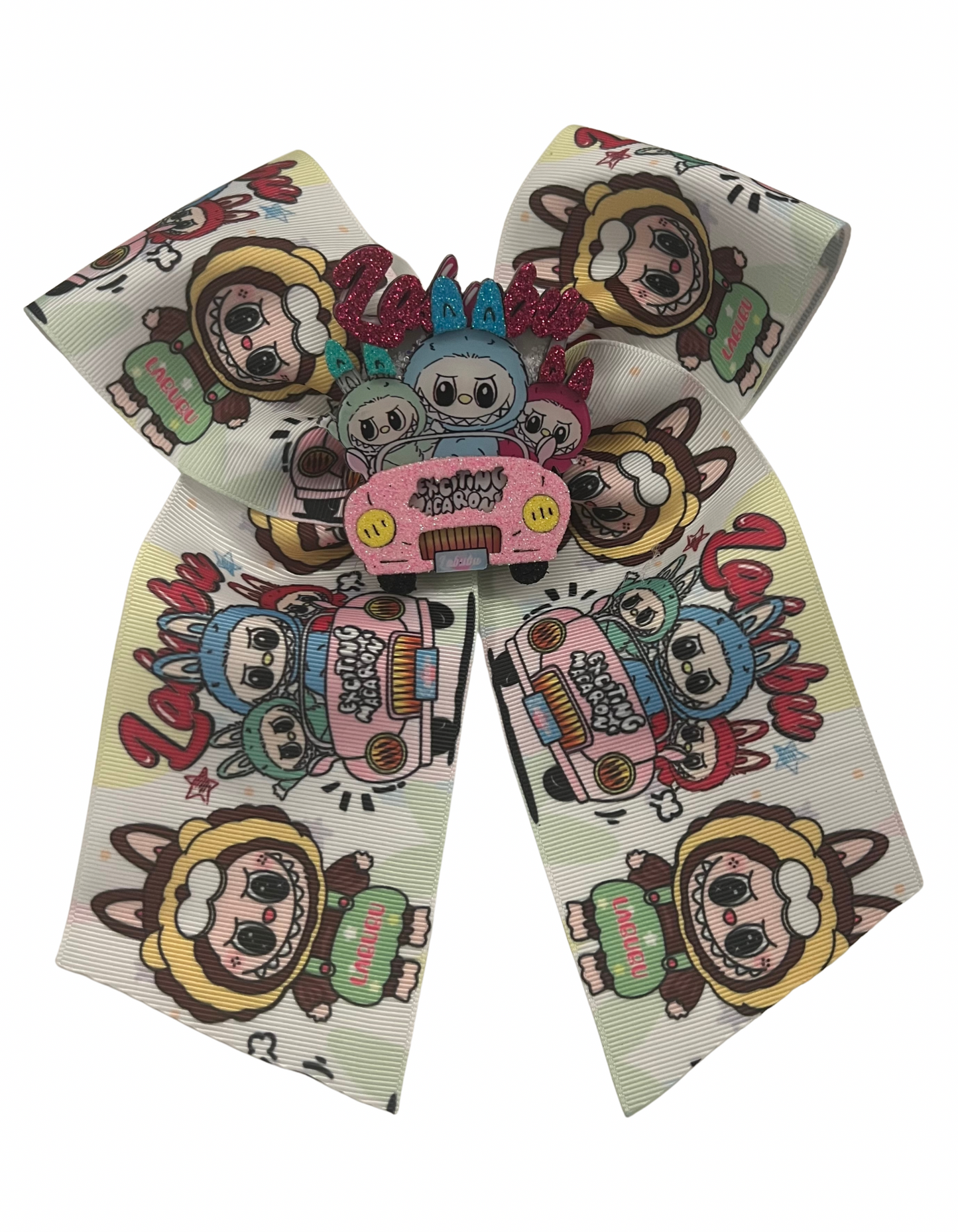 White monster cheer bow