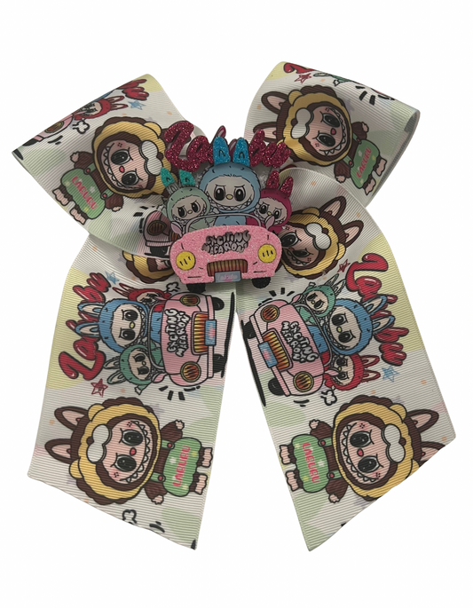 White monster cheer bow